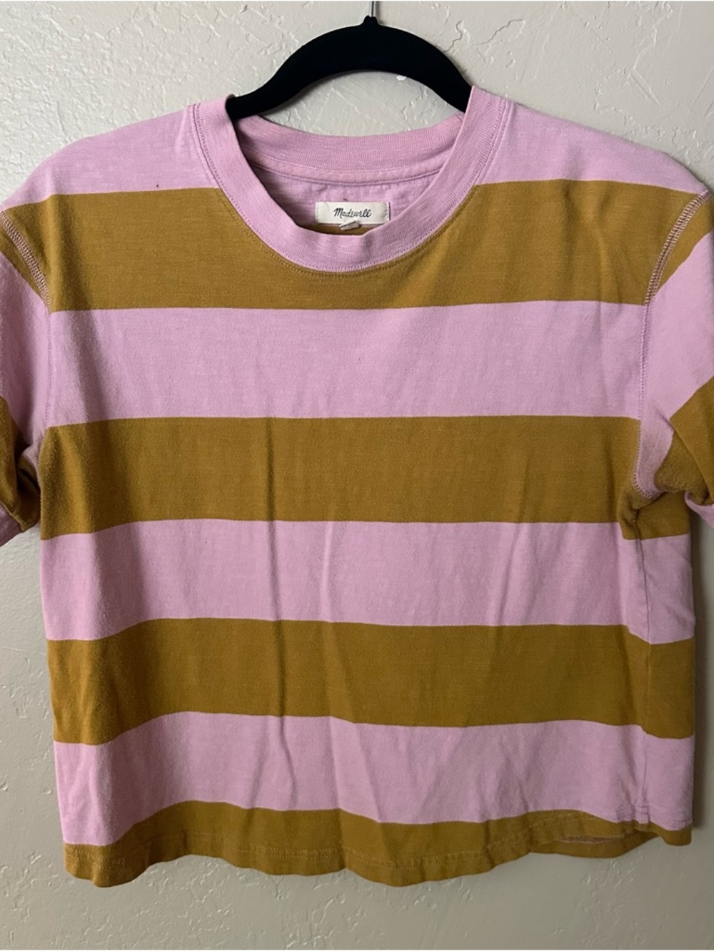 Madewell Pink and Mustard Striped Top